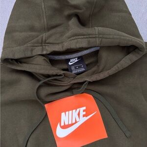 Nike Dark Green Hoodie with Orange Logo